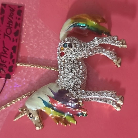 Crystal Rainbow Unicorn Necklace/Brooch - Picture 2 of 4